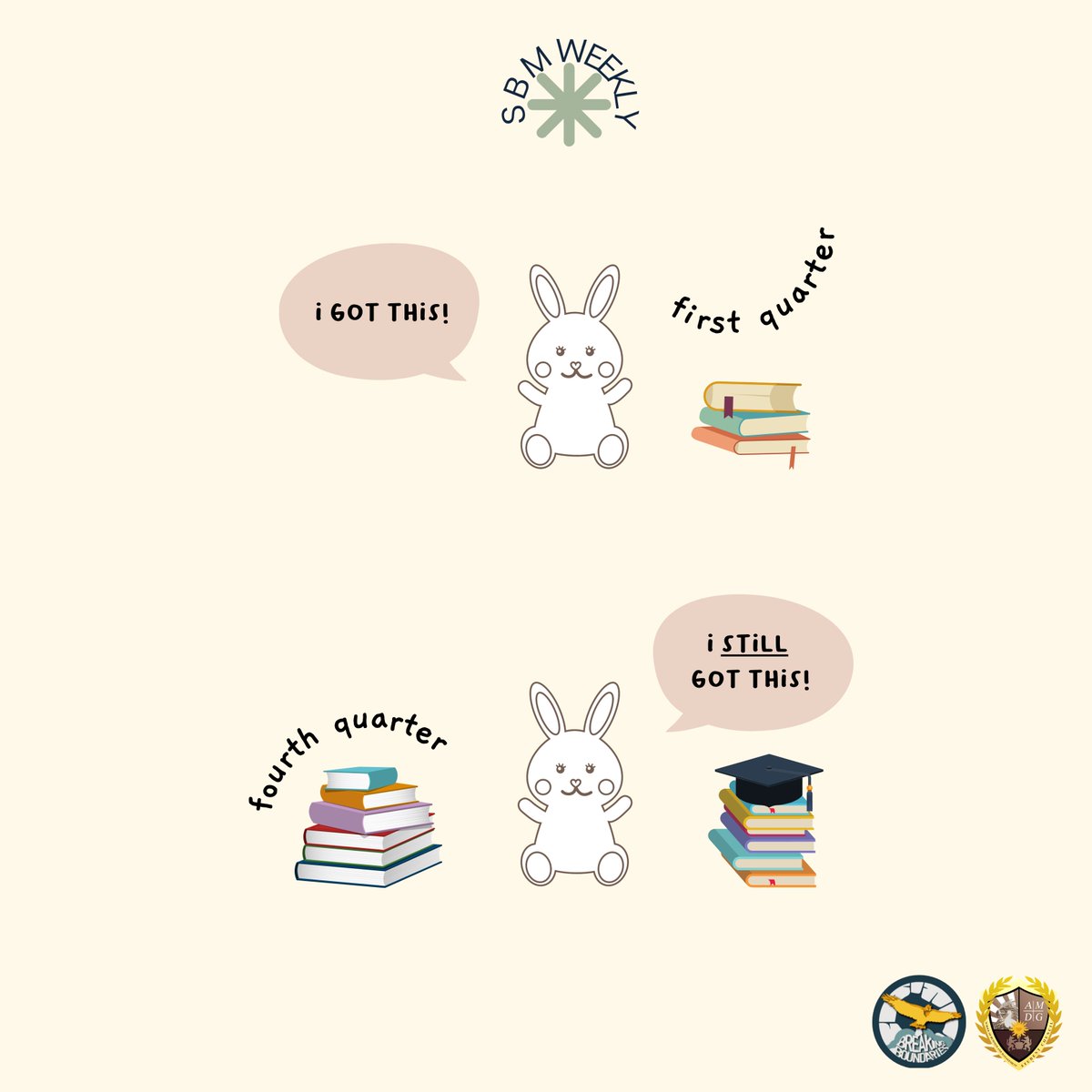 XUSBMSC's tweet photo. Hola mga ka-Agila! โ
Kumusta na? We are nearing the end of this school
year and we do hope that you are still running your own
race! We know that you got this, and you'll near the
finish line with your chin up! ๐
#SBMWeekly
#xusbmsc
#BreakingBoundaries https://t.co/pSHsXUDp78