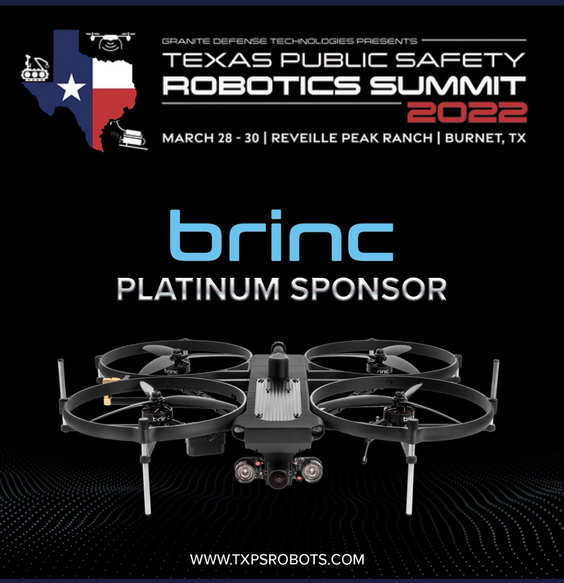 BrincDrones's tweet image. Join us tomorrow at the #txpsrobots summit. If you are attending BRINC will present in the Pavilion from 10-11a. We are looking forward to meeting everyone. #brinc #drones #savinglives