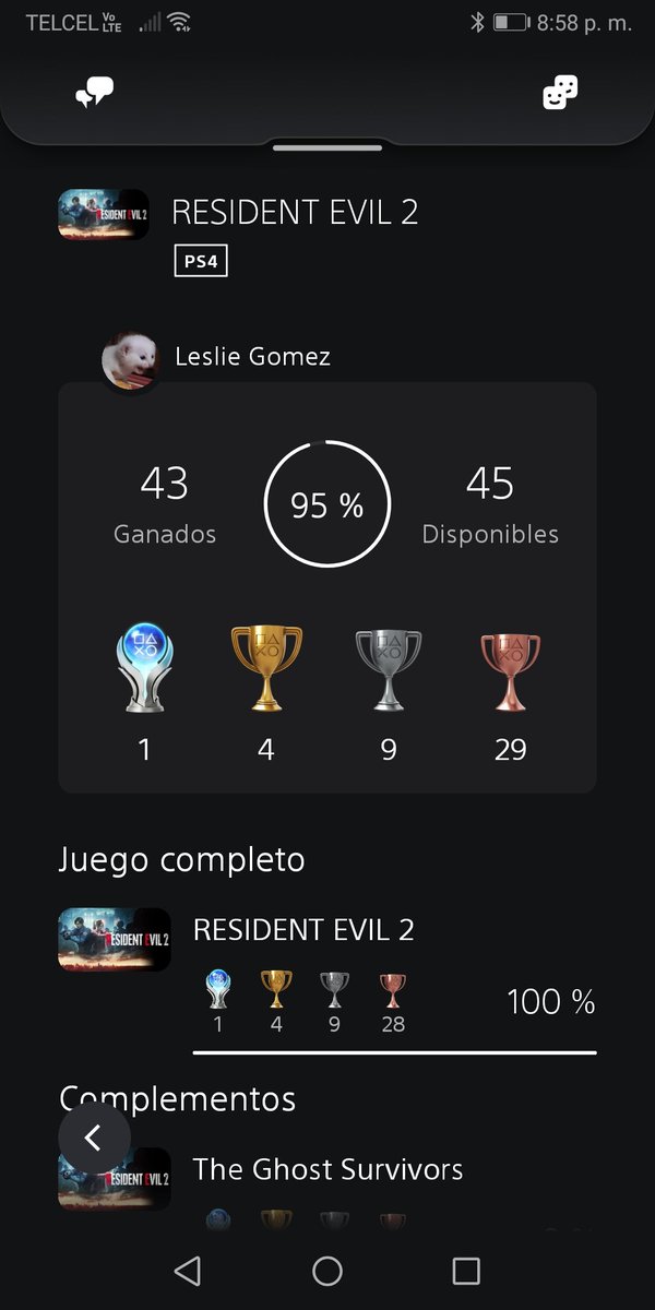 HasulesS's tweet photo. Mis platinos. 😎🏆

#GodofWar 13/01/19
#ShadowoftheColossus 26/01/19
#ResidentEvil2Remake 19/02/19
#HorizonZeroDawn 07/10/19 https://t.co/sl5EvqH6Aw