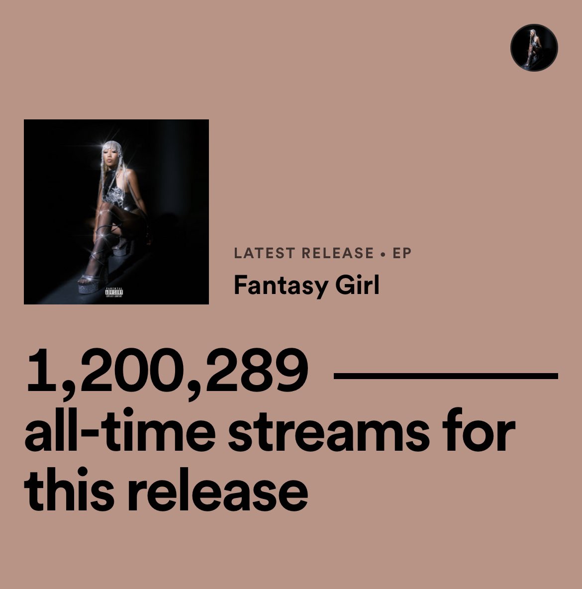 This is fucking crazy. It means more after each time I was held back by people who never wanted to see me win. Fantasy Girl touched 1 million first week 😭