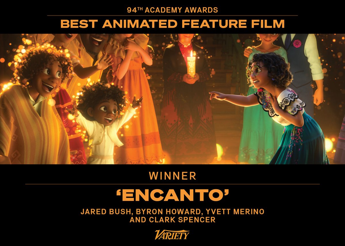 #Encanto wins for best animated feature at the #Oscars. bit.ly/36zeOSD