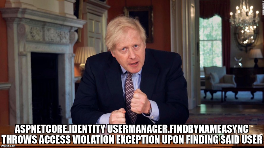 overflow_meme's tweet image. AspNetCore.Identity userManager.FindByNameAsync throws Access Violation Exception upon finding said user stackoverflow.com/questions/7163… #aspdotnetcore #aspdotnetcorewebapi #csharp
