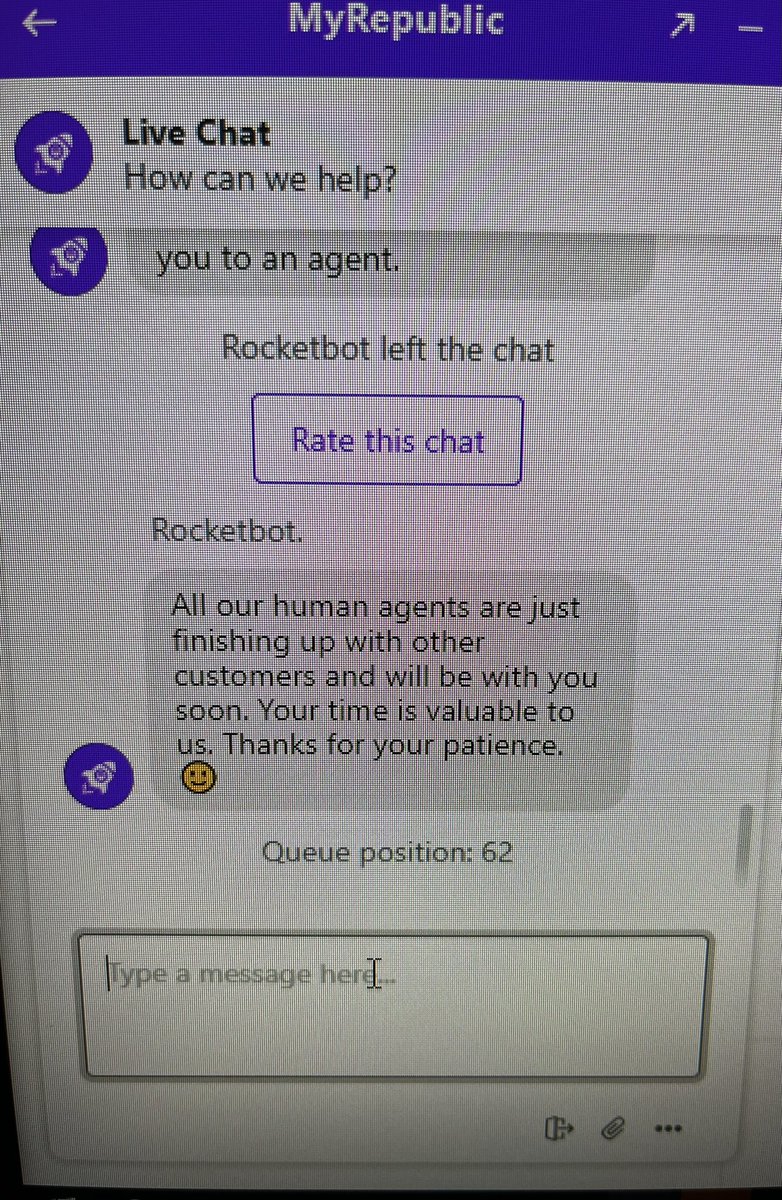 akg_g1's tweet photo. @MyRepublicAU After nearly 3hrs of trying to work with agent I got dropped out and try to reconnect get back to line and is on 62 https://t.co/x2IHI90tuw