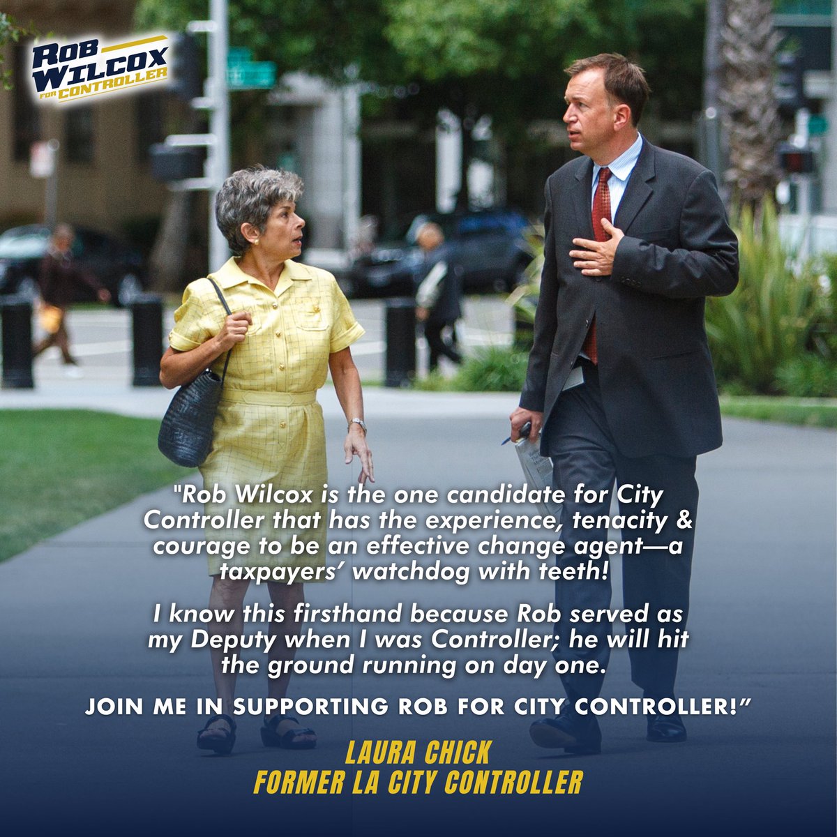 rob4controller's tweet image. Former L.A. City Controller and Campaign Co-Chair, Laura Chick, supports my bid for L.A. City Controller. 

Can I count on your support too? 

DONATE to my grassroots campaign at robforcontroller.com.