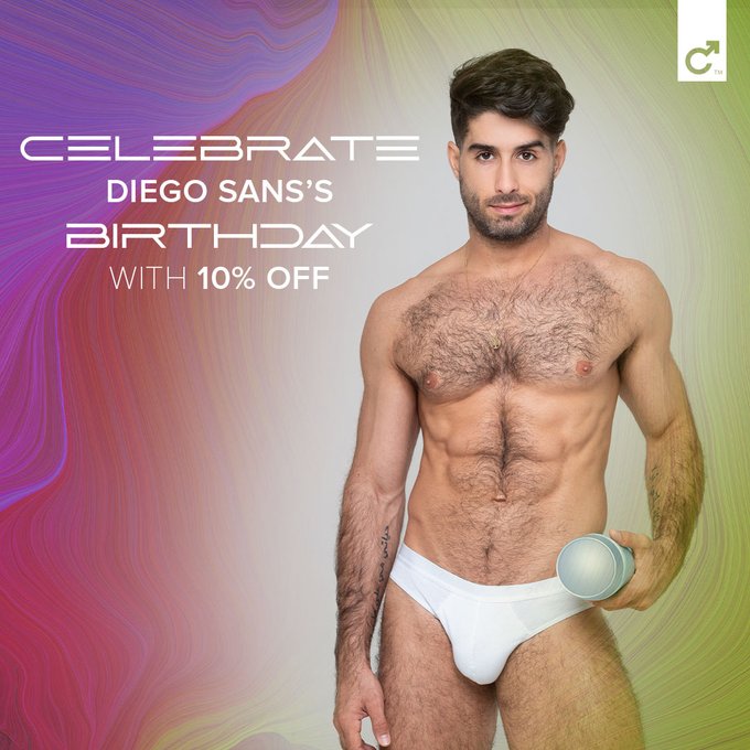 Celebrate the birthday of @diegosansporn all month long with 10% off his Fleshjack and dildo! Only at