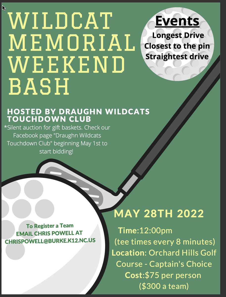 Come join us for our annual golf tournament.