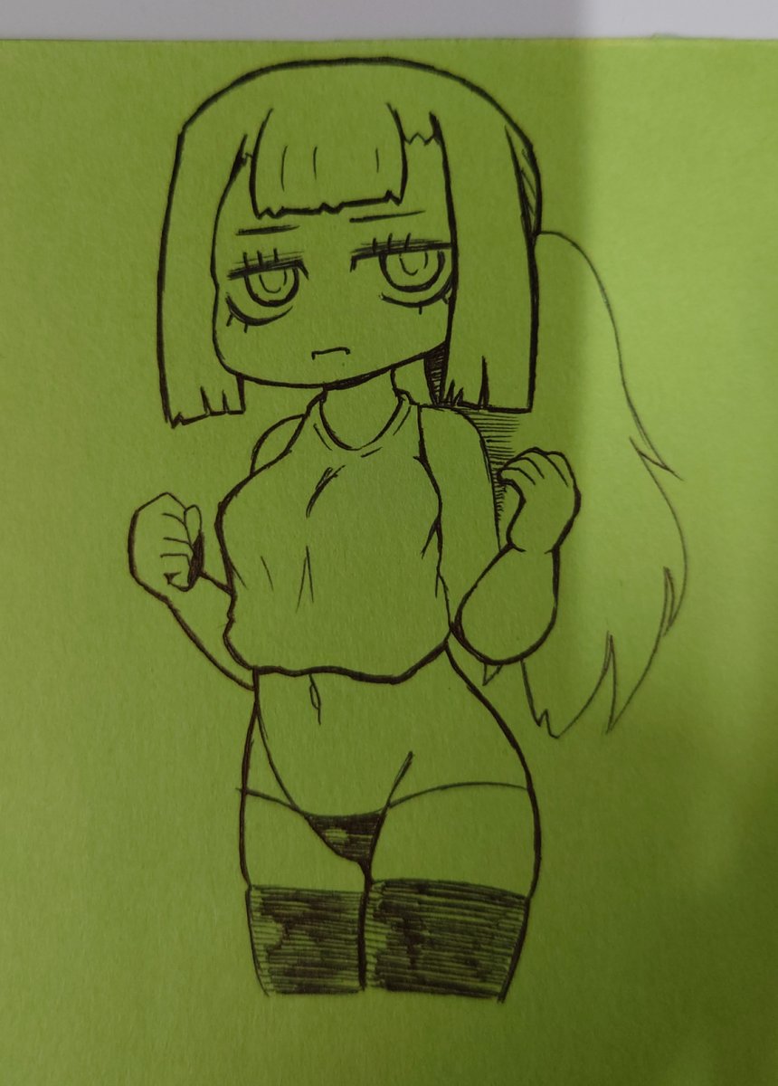 「手書きの無表情貧乳を清書。足が太くなった」|閃光のイラスト