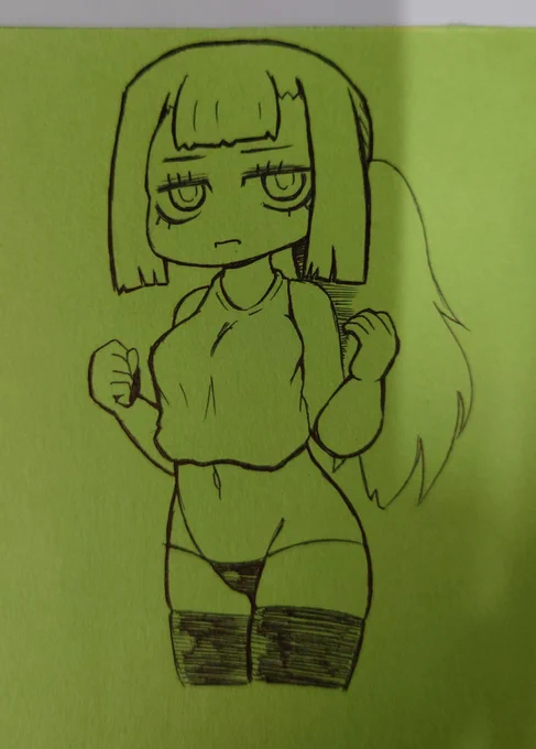 手書きの無表情貧乳を清書。足が太くなった