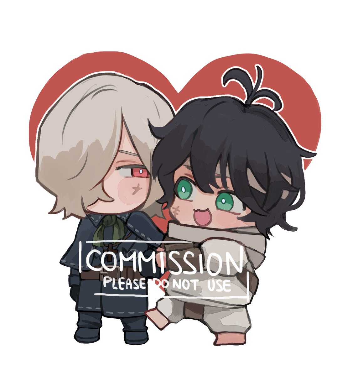 「#Commission 
I feel like they look a lit」|(╯ `⊗﹁◓´） ╯ /(.□ . \)のイラスト