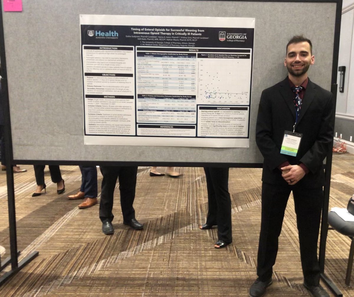 So proud of these incredible <a href="/UGAPharmacy/">UGA College of Pharmacy</a> students &amp; AU Medical Center interns, Essilvo and Kristina, on their spring GSHP posters! You both are a pleasure to work with &amp; will do great things! Awesome job!☺️🎉 <a href="/GSHPofficial/">GSHP</a> <a href="/AU_UGAPharmRes/">Wellstar MCG Health / UGA Pharmacy Residencies</a> @EssilvoS  <a href="/kristinac271/">Kristina Ortiz</a>