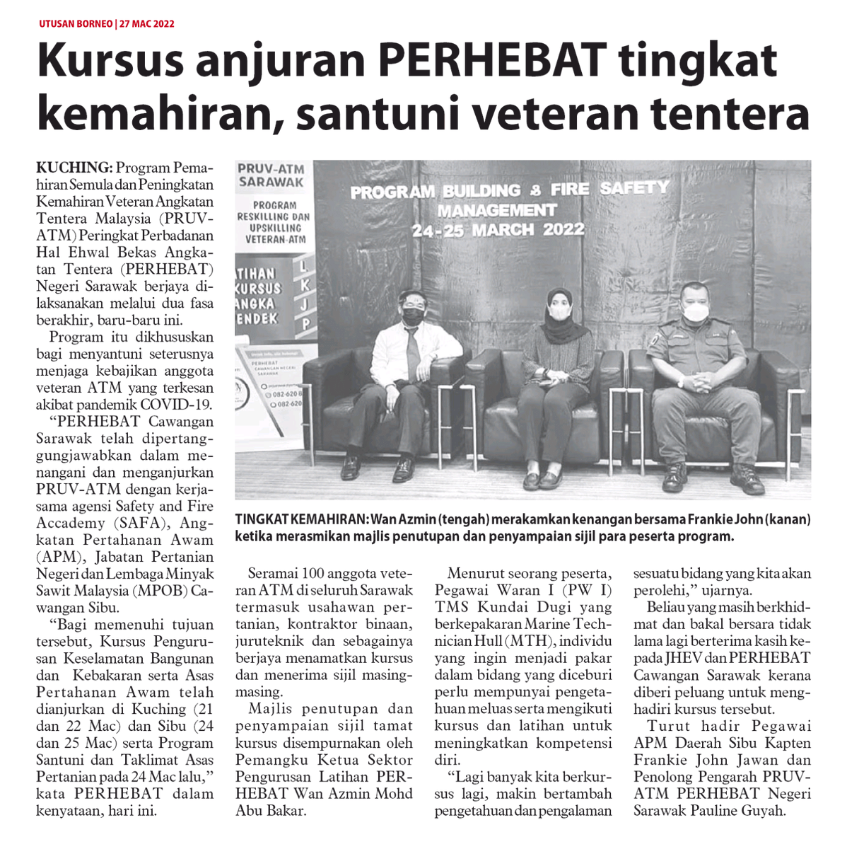 PERHEBATMy's tweet photo. KURSUS ANJURAN PERHEBAT TINGKAT KEMAHIRAN, SANTUNI VETERAN TENTERA - @utusanborneo
#PRUV #PRUVATM #PERHEBAT #KebajikanVeteranATM #PascaLP #PascaLatihanPeralihan #LatihanPeralihan https://t.co/lZBN9Ux1cl