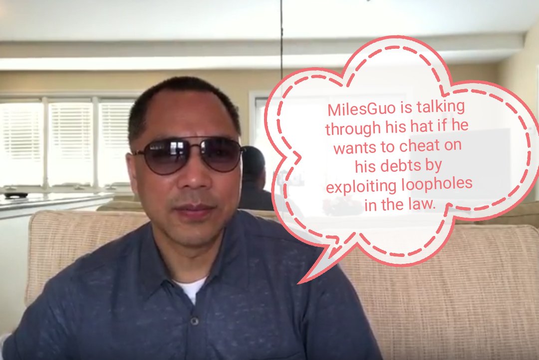 MilesGuo is talking through his hat if he wants to cheat on his debts by exploiting loopholes in the law.