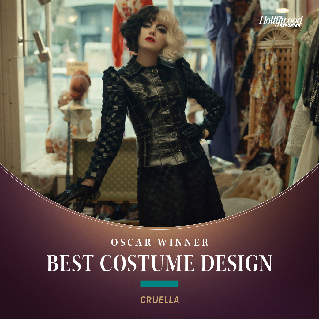 THR's tweet photo. Jenny Beaven wins best costume design for her work on Disney's #Cruella at the #Oscars  https://t.co/SVaIJwWRTo https://t.co/3kgUCBHj9N