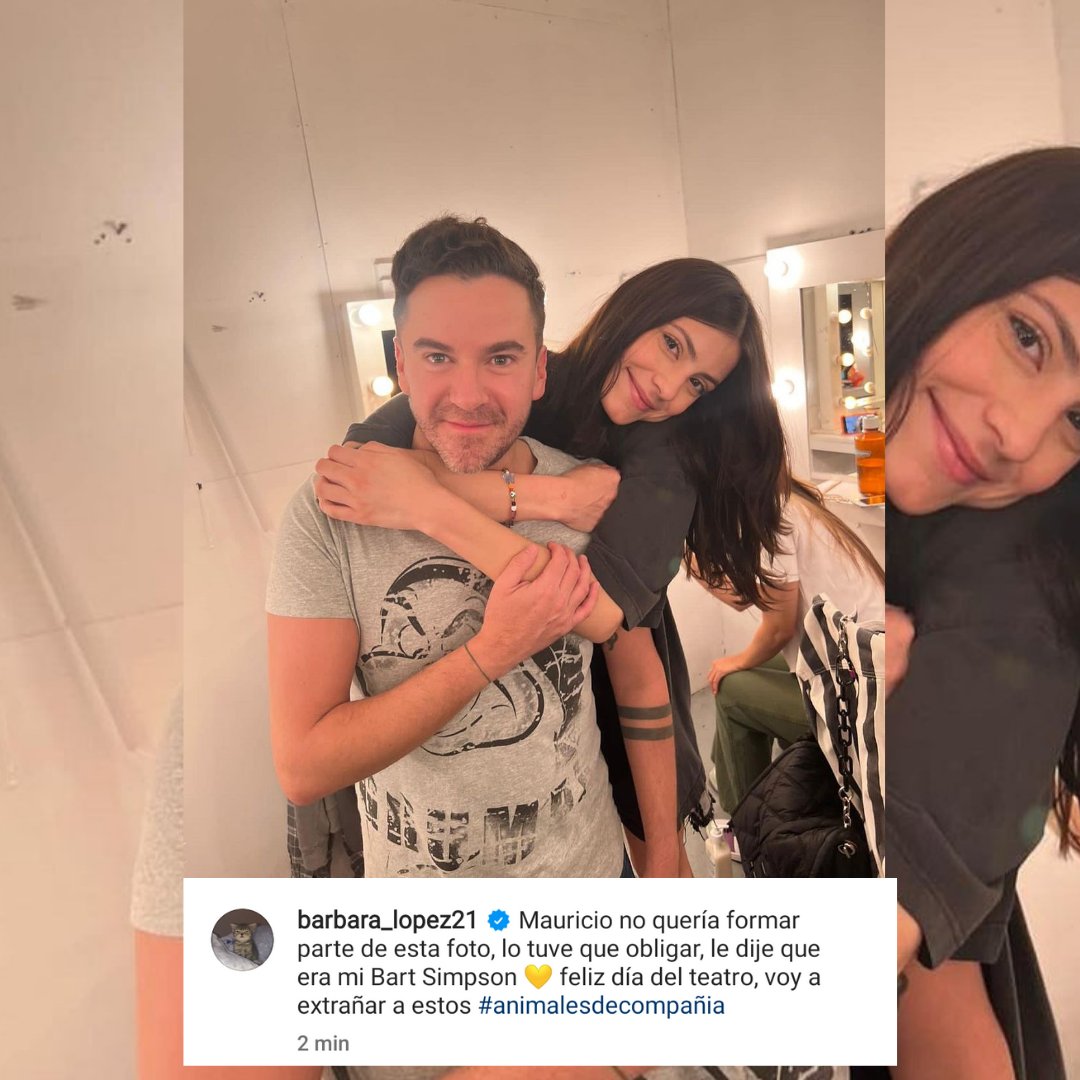 relovesphotos's tweet photo. Mauricio no queria formar parte de esta foto, lo tuve que obligar, le dije que era mi Bart Simpson 💛 feliz dia del teatro, voy a extrañar a estos #animalesdecompania @barbara_lopez21 feliz día 🎭💞 https://t.co/VzsVmdZIea