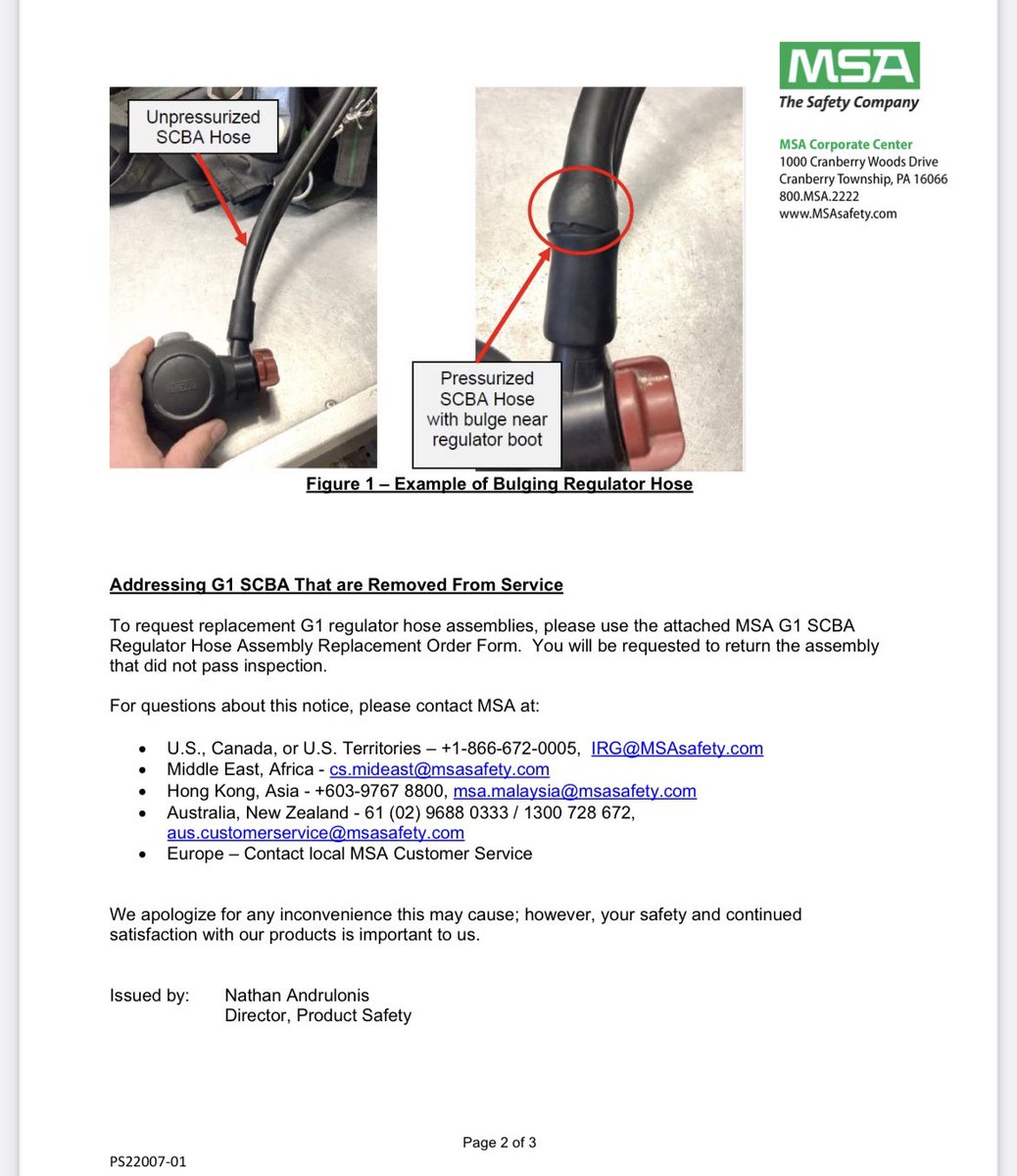 TheSecretList's tweet photo. MSA FIRE SERVICE G1 SCBA USER SAFETY NOTICE @MSAsafety @IAFC_SHS #firefighters #firefighter https://t.co/Lr5KugbaF6