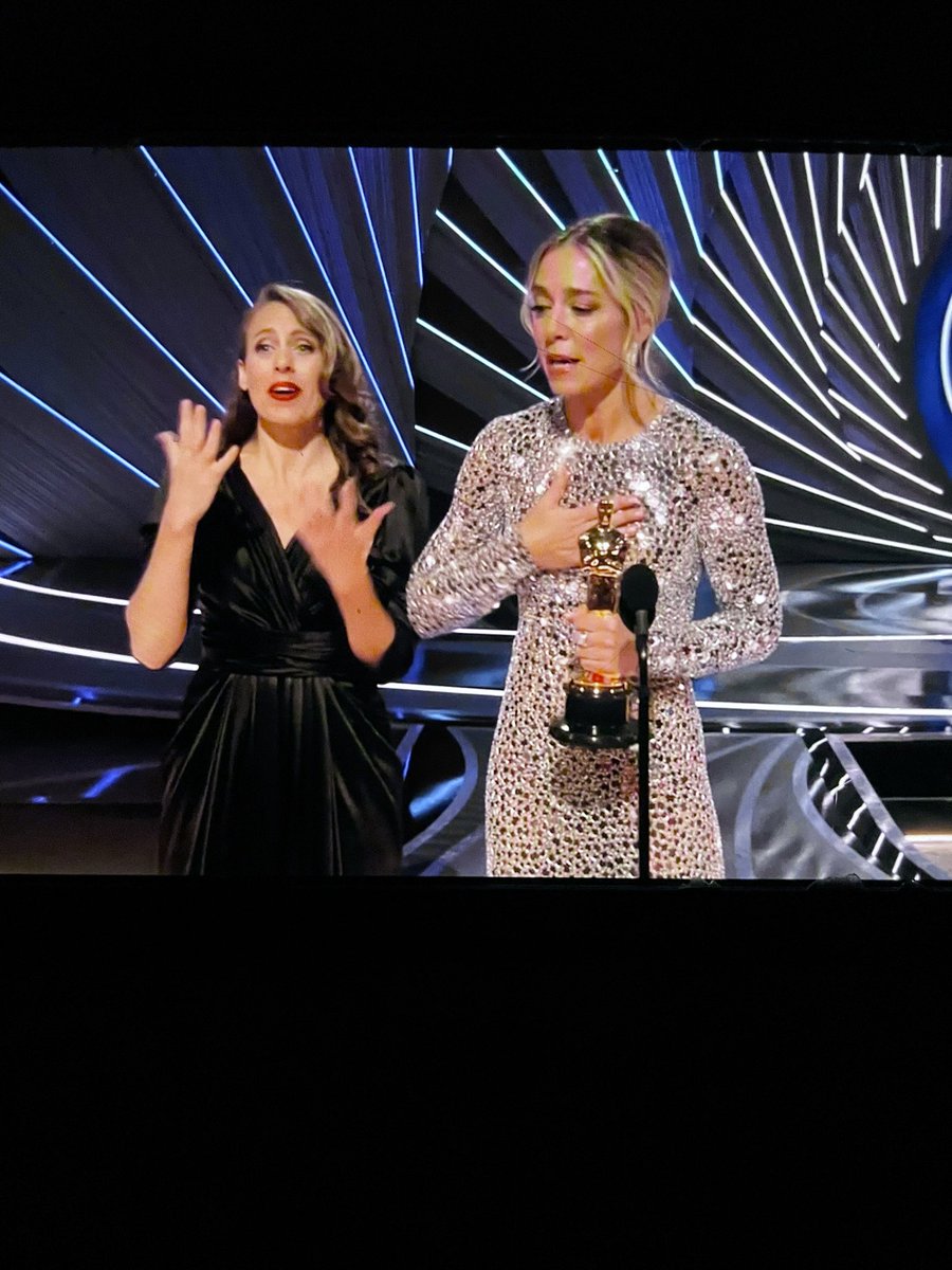 AllThingsWSB's tweet photo. Beautiful acceptance from director and Mom #CODA #oscars #oscarson2 https://t.co/U9LPrW70uf