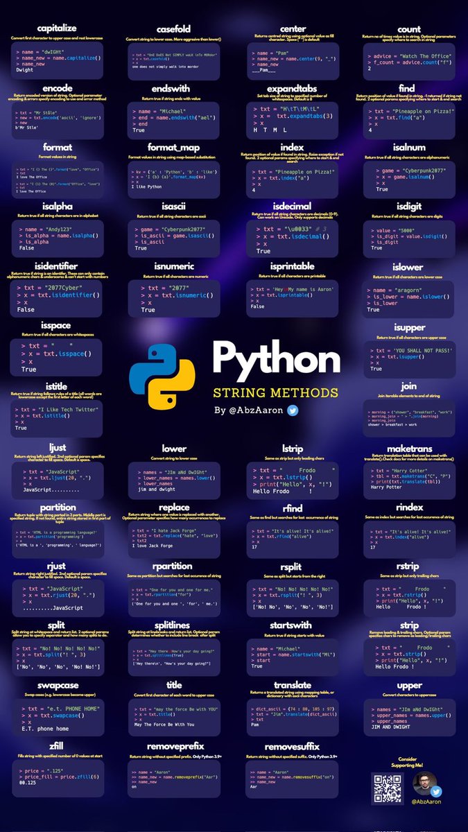 DataScienceDojo's tweet image. 💡 A glimpse of Python string methods!
#Python #Overview