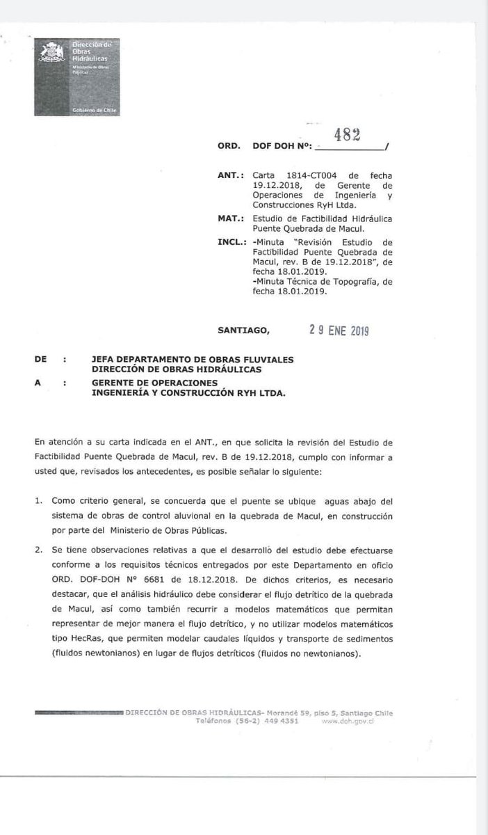 alto_macul's tweet photo. Este es el oficio del MOP que complementa nuestra declaración. Sinergia debe darnos el respaldo del ingreso del año 2019 de esas correcciones. https://t.co/o2xICvZ0OB
