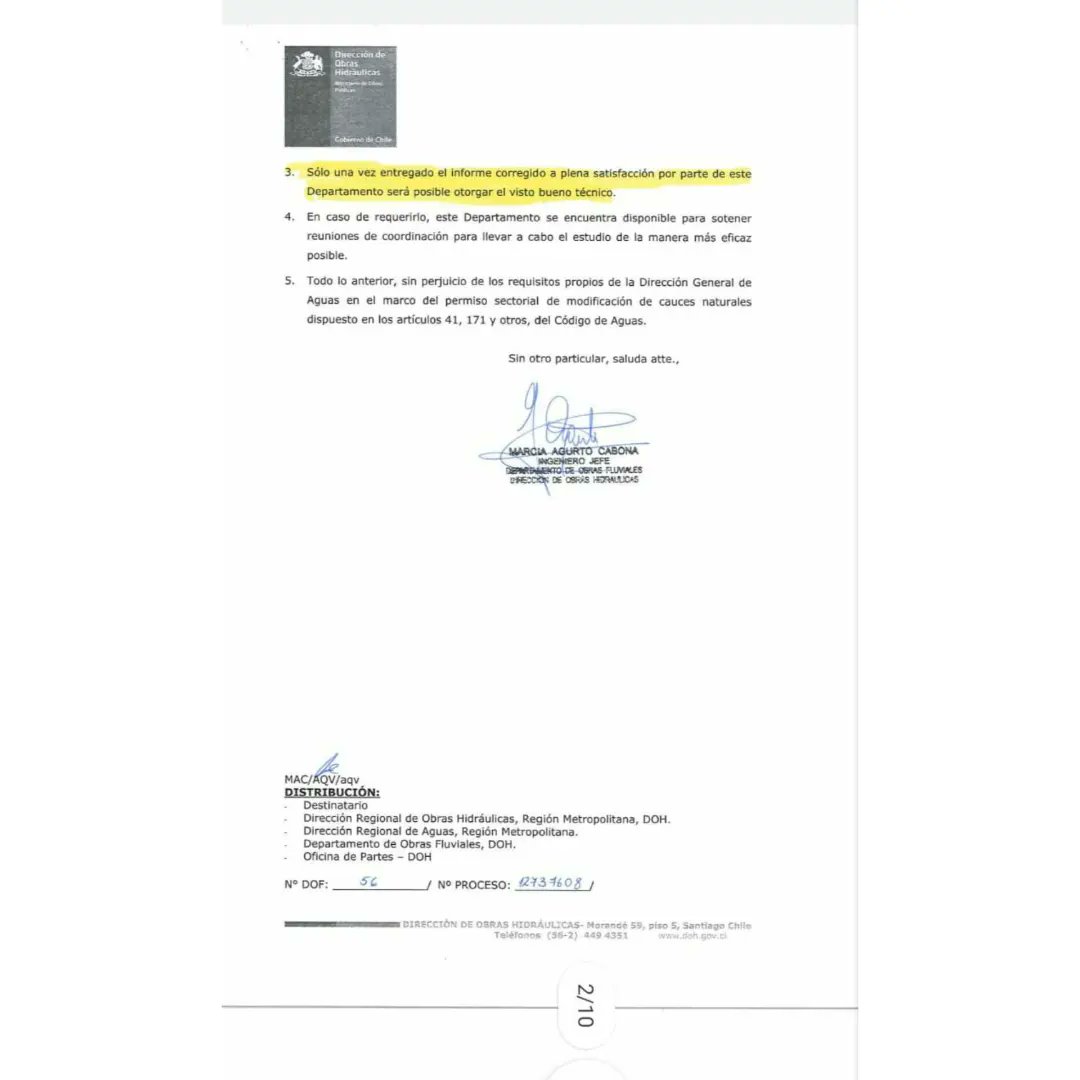 alto_macul's tweet photo. Este es el oficio del MOP que complementa nuestra declaración. Sinergia debe darnos el respaldo del ingreso del año 2019 de esas correcciones. https://t.co/o2xICvZ0OB
