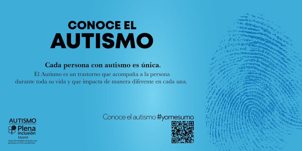 Cada persona con autismo es única. 

👉El autismo es un trastorno que acompaña a la persona durante toda su vida
👉Impacta de manera diferente en cada persona

Conoce el autismo. #Yomesumo #TEA #DíaMundialAutismo #Unfelizviajeporlavida

plenainclusionmadrid.org/blog/autismo-q…