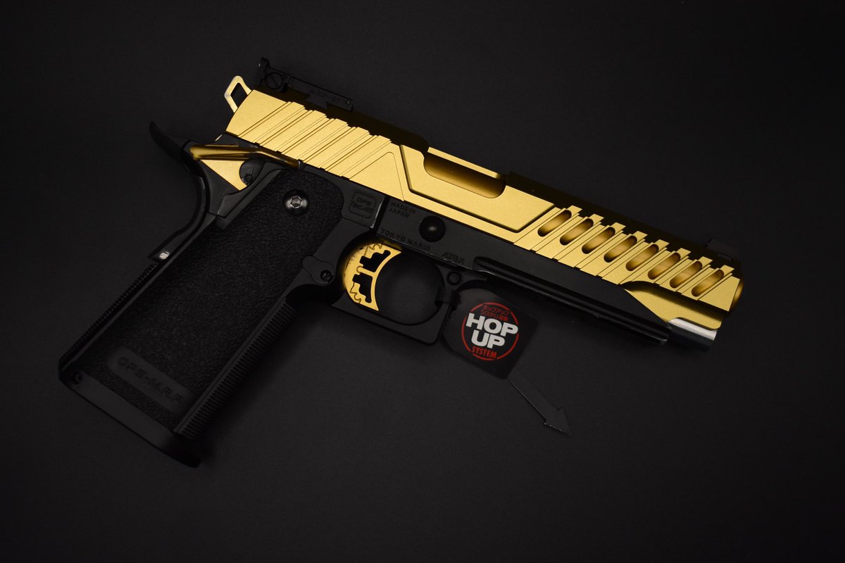LogicAirsoftUs's tweet photo. Beautiful custom Gold and Black Build
Parts list:
Tokyo Marui5.1 Gold Match
EDGE Razor Slide
EDGE 130% Recoil Spring
AIP Bucking
Logic Airsoft 115% Nozzle Spring
AIP Short Stroke Kit
#airosoft #HiCapa #Airsoftmasterpiece https://t.co/BCAZx989Er