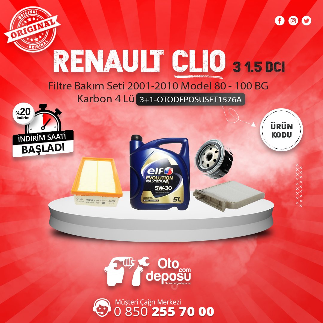 otodeposucom's tweet photo. Ürün Adı: Renault Clio 3 1.5 DCi Filtre Bakım Seti 2005-2012 Model 02-105 BG [3+1-OTODEPOSUSET1576A]

https://t.co/kswzNJPi9u https://t.co/FmYSMxWksT