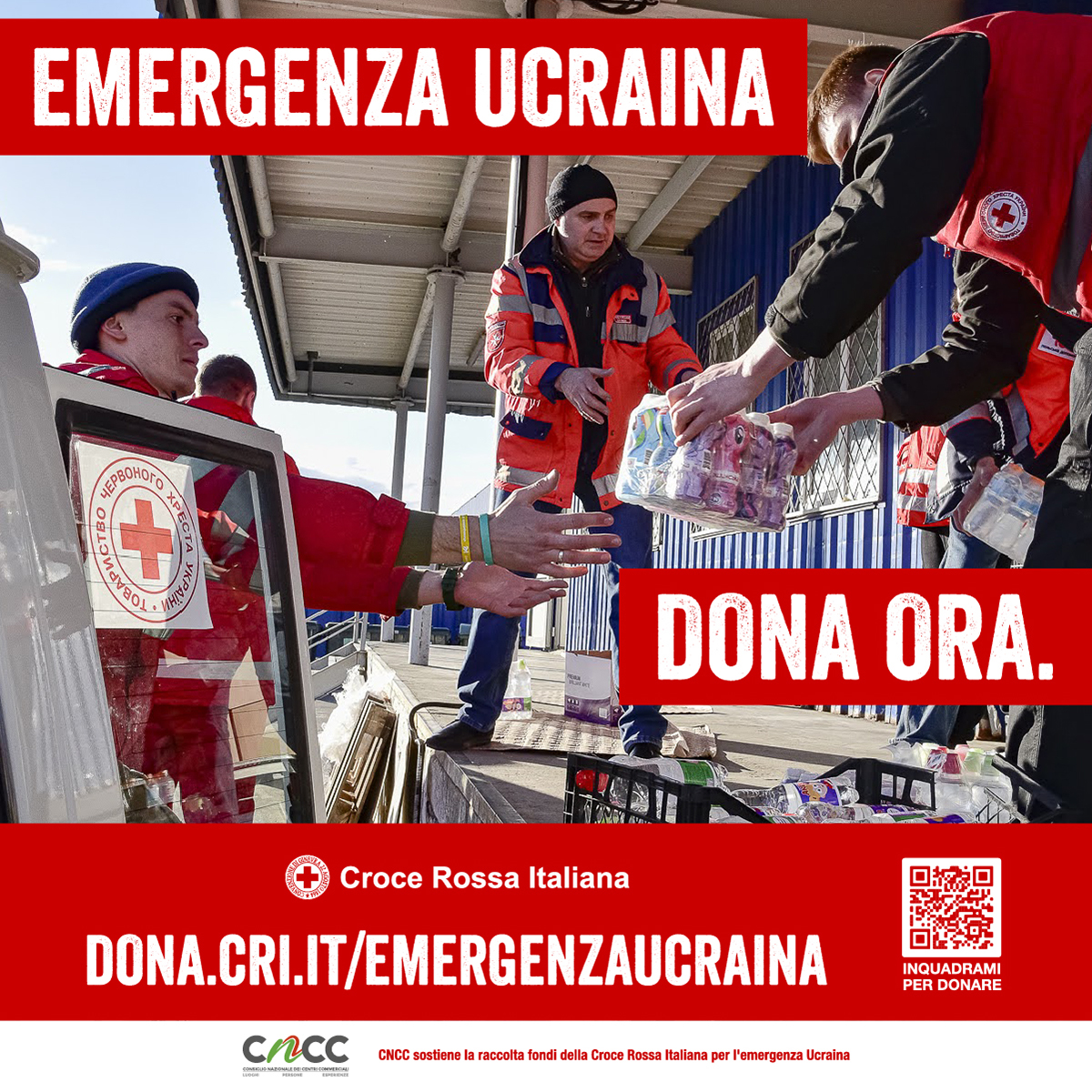 '<a href="/igdSIIQ/">IGD SIIQ SPA</a> insieme a #CNCC sostiene la raccolta fondi della <a href="/crocerossa/">Croce Rossa Italiana</a> per l'#EmergenzaUcraina.
I CENTRI COMMERCIALI sono vicini alle persone in difficoltà, dal 26 marzo al 6 aprile dona scansionando il QR Code. Solamente uniti possiamo fare la differenza e superare le difficoltà