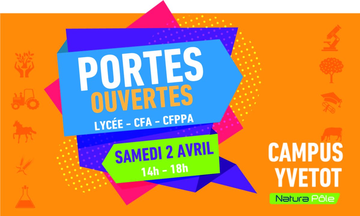 Dernière Journée Portes Ouvertes pour le Campus d'Yvetot !
Présentation des formations proposées par le lycée, le CFA et le CFPPA, et visite du campus et de ses infrastructures.