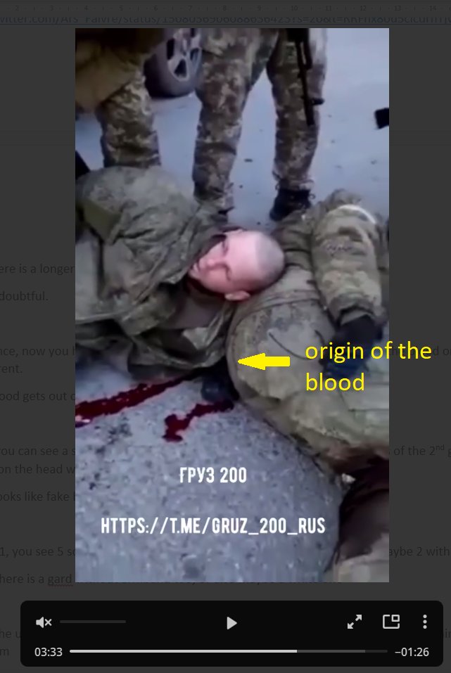 here you can see a significant amount of “blood” that appeared under the ass of the 2nd guy + a line of blood on the head with no apparent hit.Lots of blood gets out of his wrist from 3:08 to 3:31, it looks like a blood pocket that has been broken.