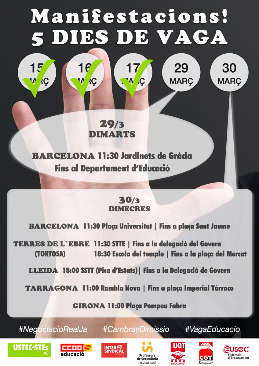 JuntaEbre's tweet photo. Continuem amb les mobilitzacions:
29M Totes a Barcelona
30M 11:30 concentració als SSTT de Tortosa 
        18:30 manifestació I/E El Temple fins plaça del Mercat https://t.co/MKGqxvy18r