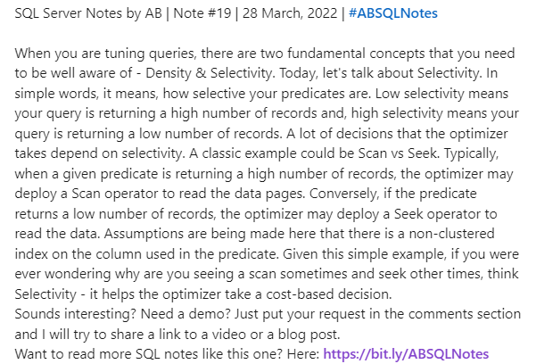 A_Bansal's tweet photo. SQL Server Notes by AB  | Note #19 | 28 March, 2022 | #ABSQLNotes https://t.co/3PvXgFmTdQ