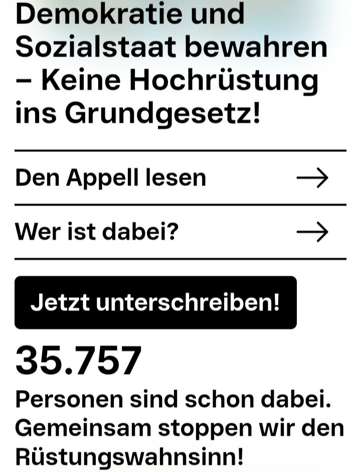 Mehr als 35.000 Menschen haben bis heute <a href="/derappell/">DerAppell</a> gegen #Hochrüstung und für #Demokratie und #Sozialstaat unterschrieben. Und es werden immer mehr. Jetzt auch mit dabei: der Schriftsteller Dietmar Dath. 

#derappell