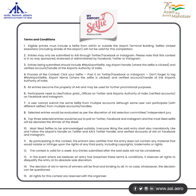 AAI_Official's tweet photo. Make your air travel fun by participating in #AAI’s contest! If you are travelling from #Tirupati @aaitirairport, click a selfie and post it on social media using #MyAirportSelfie. Tag AAI handle and mention the airport’s name. If shortlisted, you will be informed by a DM.