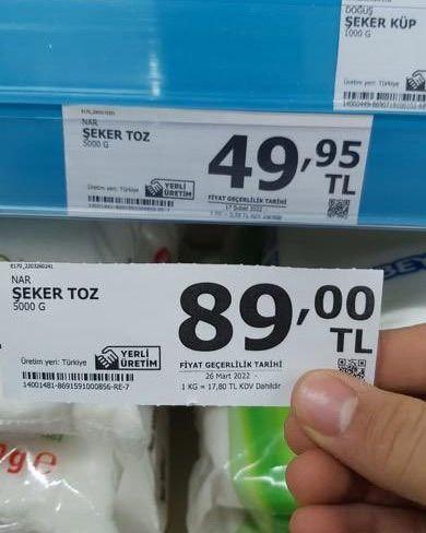 AliHikmetAkilli's tweet photo. 5 kilogramlık toz şekere yüzde 78 zam geldiği yeni anlaşıldı.
Gözleriniz "ışıl ışıl" oldu herhalde...
Ama "Bu dönem herkesin kazandığı bir dönem olacak. Rahat olun"" 🙈
#NureddinNebati https://t.co/WX5OkqMGse
