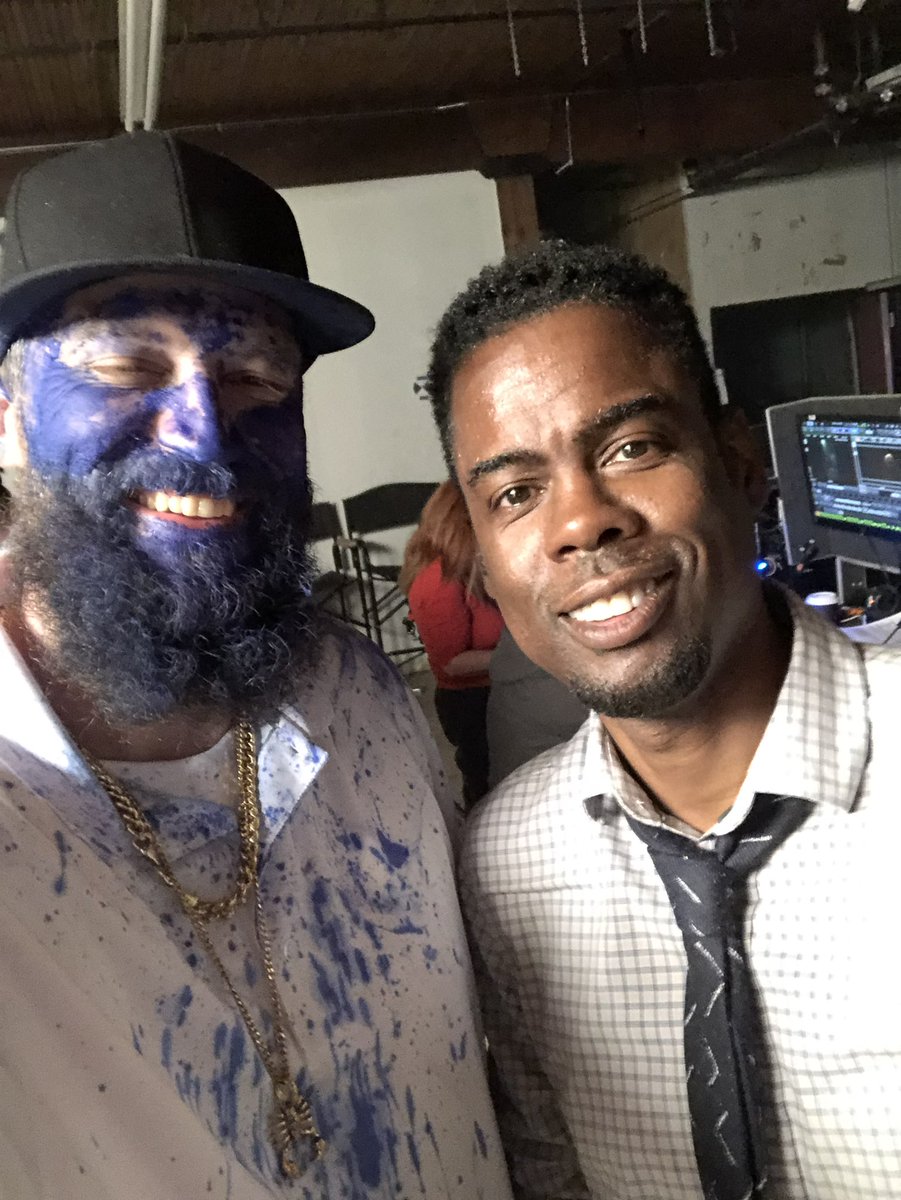 chrisramsay52's tweet photo. Here’s me &amp; Chris Rock after he made a joke about my loved ones and broke my leg. #oscars #Spiral https://t.co/4VYUp2oj5R