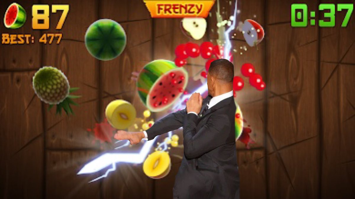 XSET's tweet photo. Will Smith the fruit ninja. #Oscar https://t.co/vjcZv8O51h
