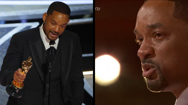 RapMais's tweet photo. Will Smith chora em discurso ao ganhar primeiro Oscar de sua carreira e pede desculpas após acertar tapa em Chris Rock - https://t.co/uK1Phl2JDU https://t.co/g7NhJhnr15