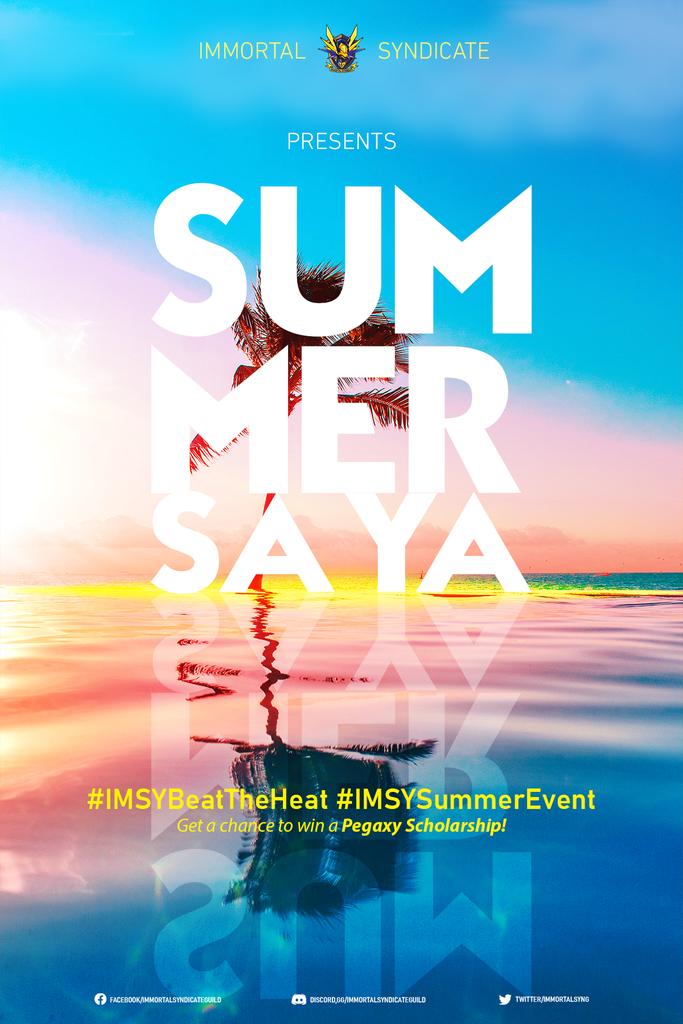 ImmortalSynG's tweet photo. Summer is already here so put the fun under the sun!πποΈ
2 Valentine skinned Pegas are up for grabs! π¦
To join:
1. Follow us
2. Reply to this tweet with your best summer photo with friends/family with short description
3. Use #ImSySummerEvent and tag 3 friends
ENDS IN 3/29/22 https://t.co/0uY5H8kpse