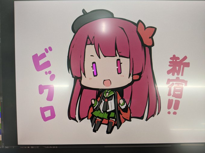 店頭液タブで落描きビックロたん。オッドアイの正統派美少女ですわ。あと町田たんでプロテイン買ったらおまけにもう一袋ついてきた! #ビッカメ娘 #ビックロたん #町田たん 