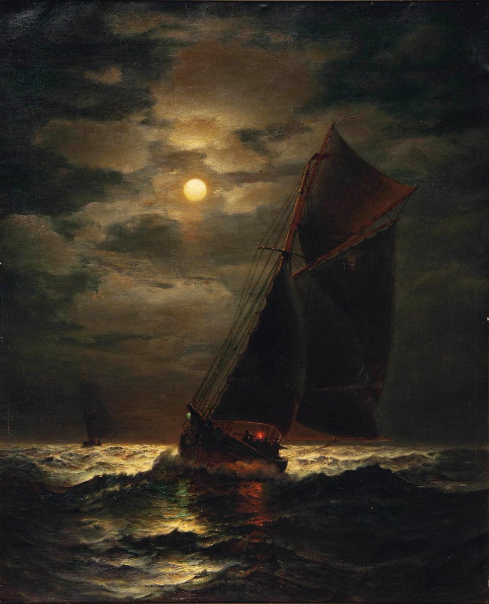 olgatuleninova's tweet photo. James Gale Tyler (USA, 1855-1931), "Ships sailing by moonlight"
Oil on canvas, 68 x 55.2 cm
Private collection https://t.co/mduw6NPfuQ