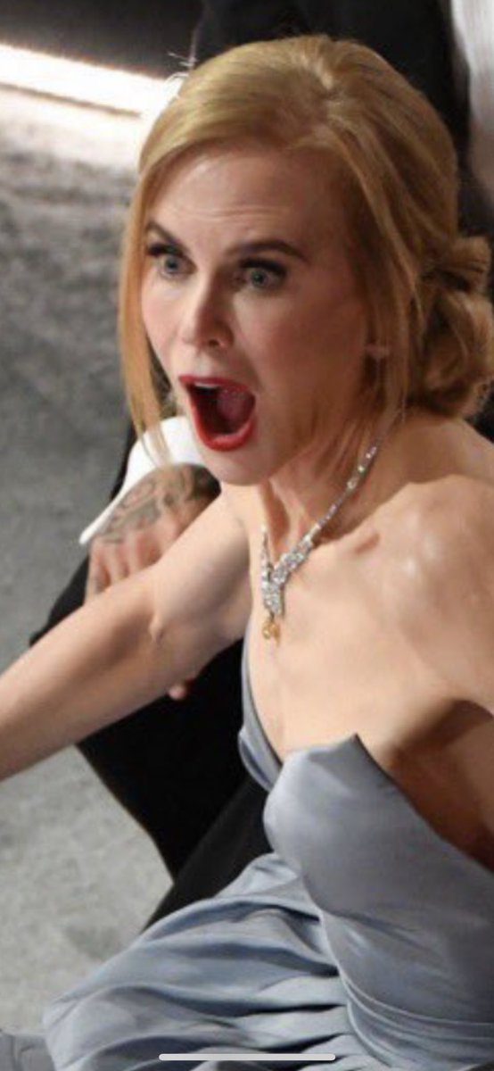 TheDollyRae's tweet photo. Nicole Kidman’s reaction to Will Smith punching Chris Rock, does, in fact, deserve a BAFTA 😂 #BAFTA #WillSmith #Cuck https://t.co/tLUwasAkMY