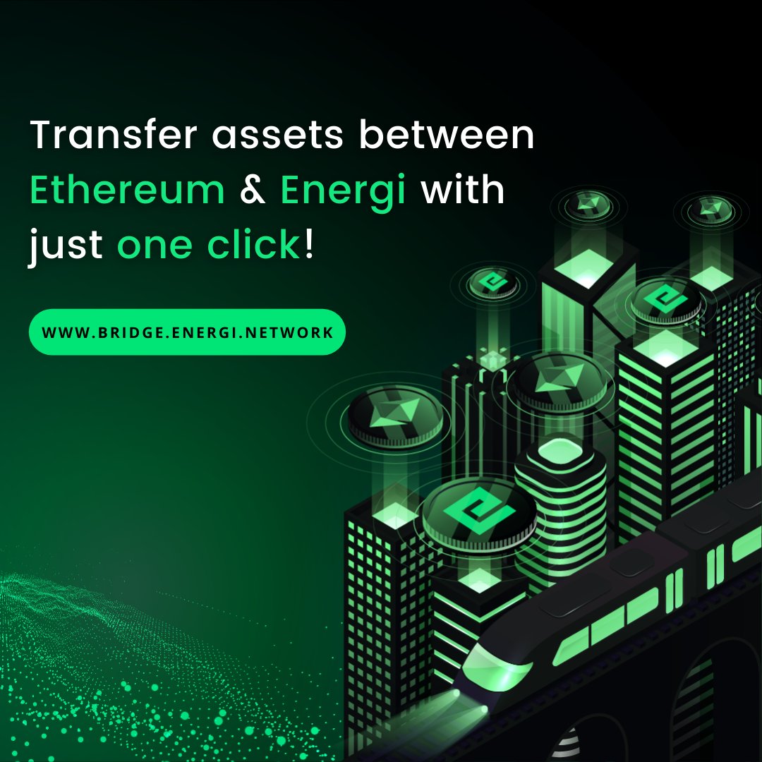 energi's tweet photo. Energi allows you to transfer #Crypto, run #dApps & #SmartContracts seamlessly from #Ethereum to the Energi #Blockchain via #EnergiBridge.
To transfer assets between Ethereum and Energi with just one click:
https://t.co/8u34XKYLi4 https://t.co/wmUTYzHOsS