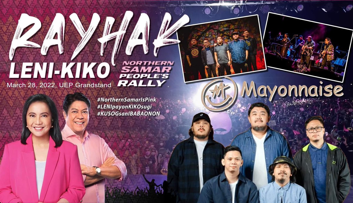 mayonnaisemusic's tweet photo. Takits tayo sa UEP Grandstand mamaya! 💗 #NorthernSamarIsPink #KUSOGsanIBABAONON #LENIpayonKIKOsugi #EasternVisayasIsPink https://t.co/HXZWLVHbrn