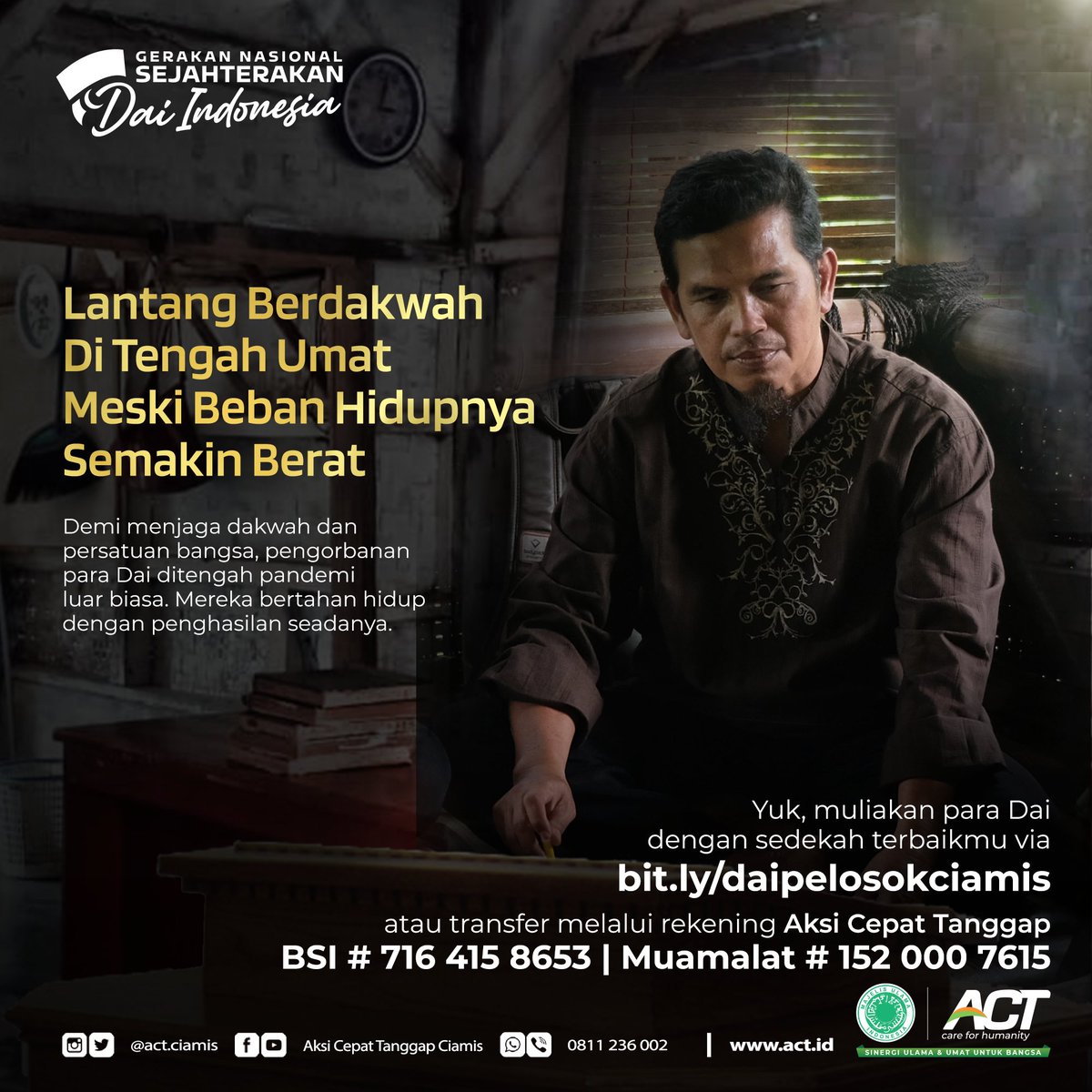 ikut serta membiayai para pejuang Allah

bit.ly/DaiPelosokCiam…

Bisa juga melalui rekening dibawah ini!

BSI # 716 415 8653
Muamalat # 152 000 7615
An. Aksi Cepat Tanggap :

Konfirmasi donasi 0811-236-002 (Sary)