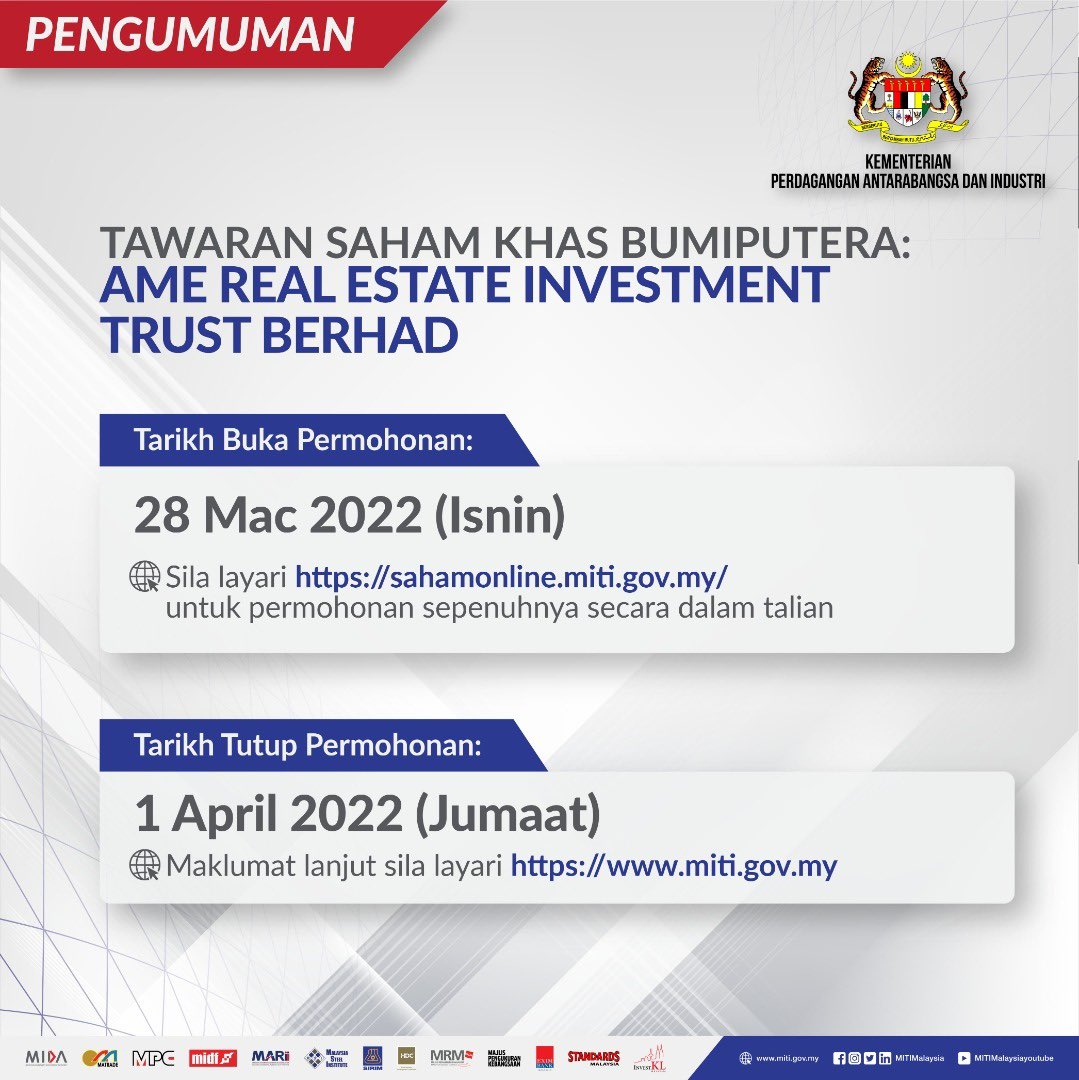 MITI Malaysia on Twitter "TAWARAN SAHAM KHAS BUMIPUTERA AME REAL