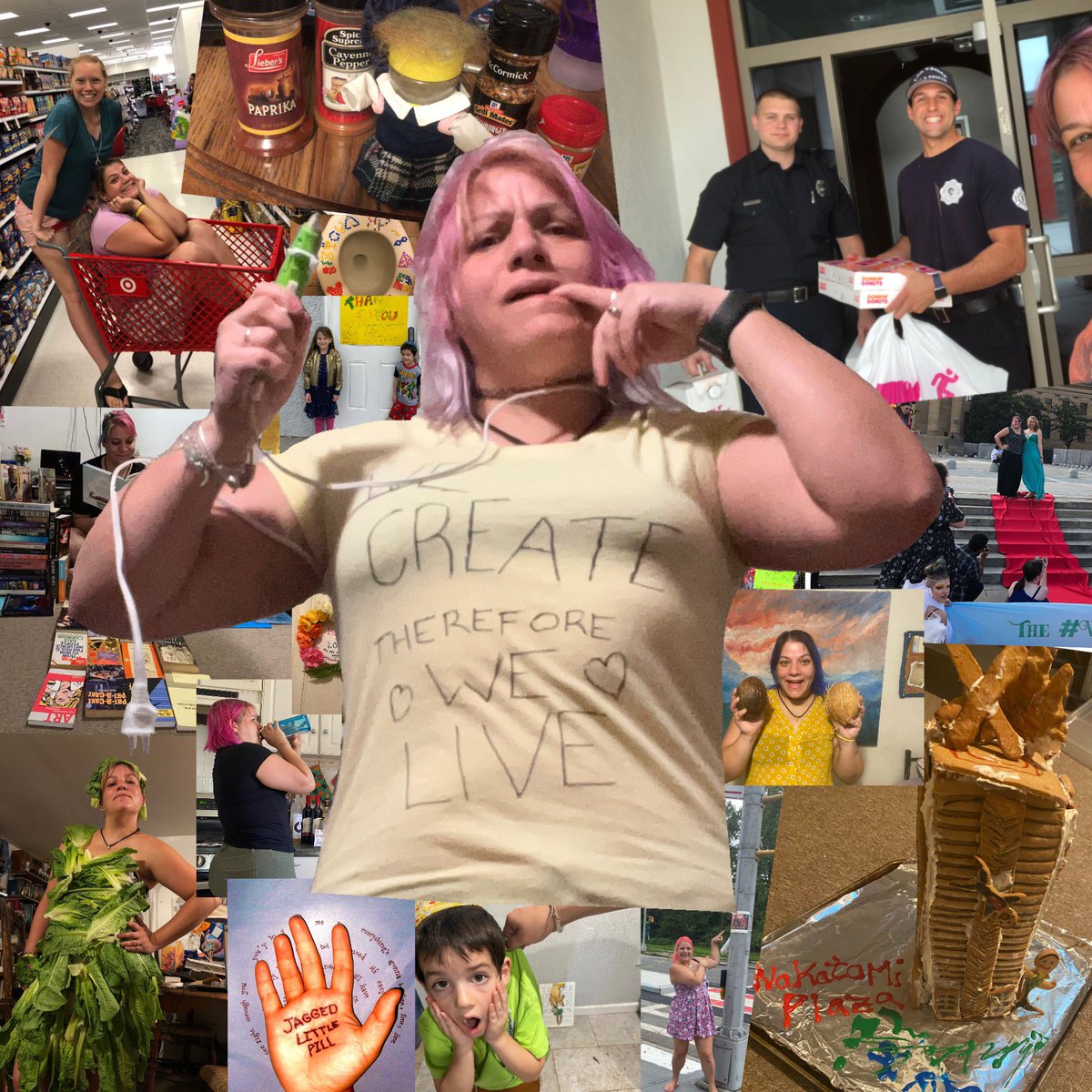 ReporterRox's tweet photo. “We Create, Therefore We Live!” Thank you @mishacollins, @feliciaday, @charliecapen and all the GISHers out there for a lovely little #BookBash mini-@GISH. I had a wonderful time! #2018to2022 #gisher #minihunt #collage https://t.co/xlpoPjeTUc