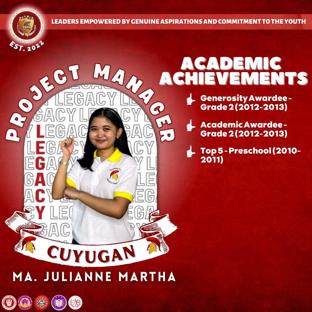LegacyParty_UE's tweet photo. HIGHLIGHTS | Credentials
Ma. Julianne Martha J. Cuyugan, your next Project Manager from LEGACY Party. Here are her credentials:
#CUYUGANItoDapat
#VoteSTRAIGHT
#VoteWISELY
#VoteLEGACYParty
#LegacyForConsistency
#SaLegacyWalangPagsisisi https://t.co/MuPVhmoc70