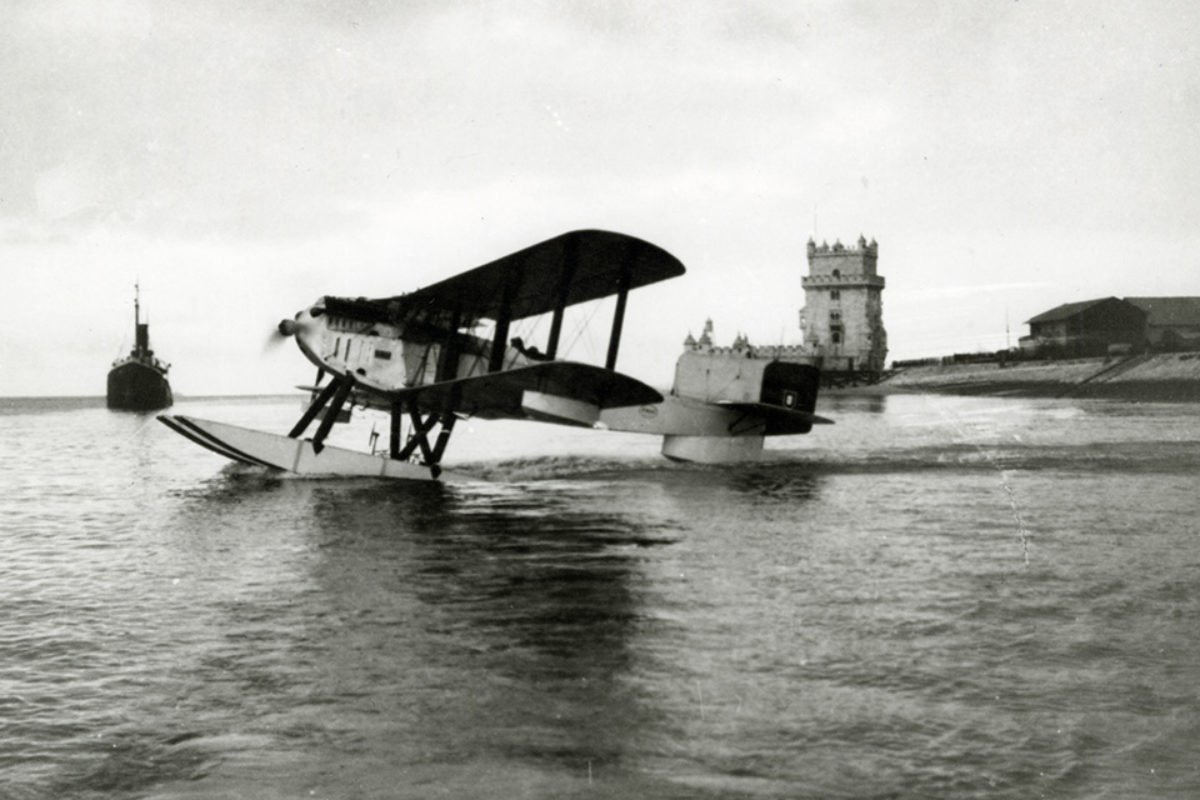 Portuguese pilots Gago Coutinho and Sacadura Cabral begin the first aerial flight across the South Atlantic Ocean from Portugal to Brazil: