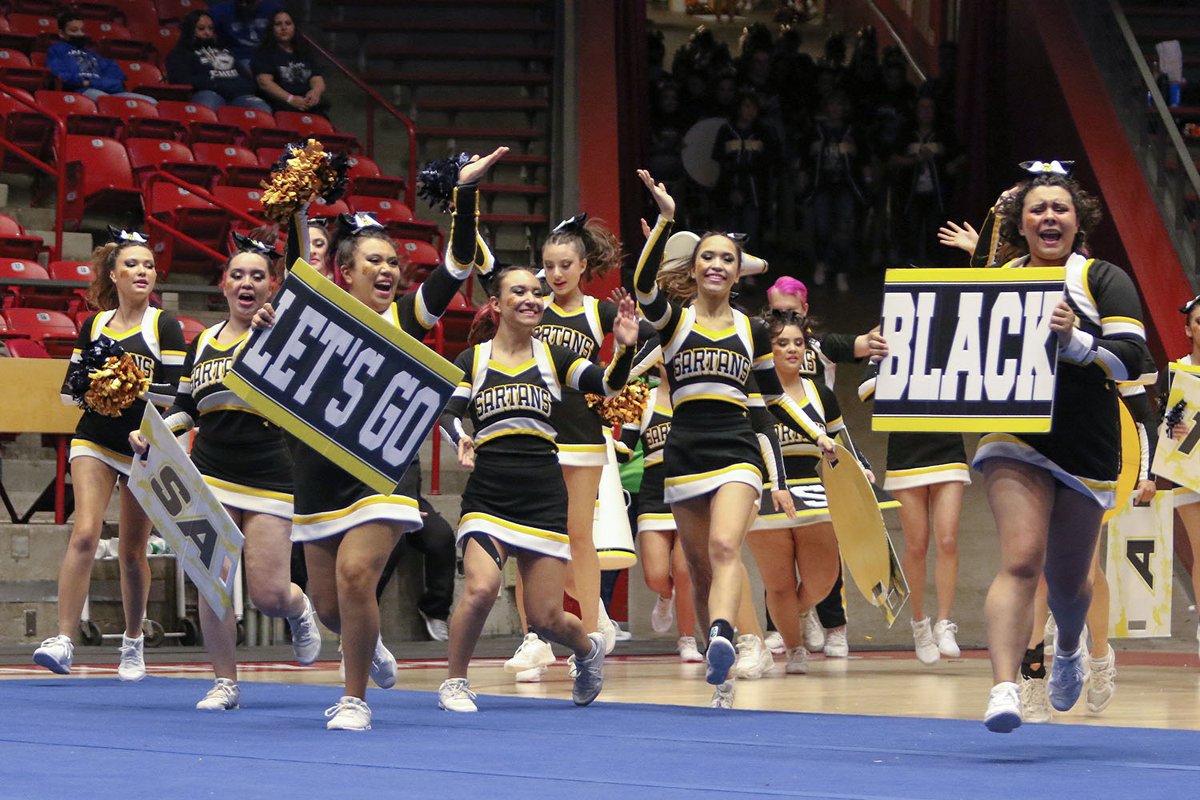 SartanX's tweet photo. #SPXCheer put on two great performances at state and so many more throughout the year! Thanks for always repping the black and gold! Gallery at https://t.co/b0Kfuula9Y. #SPXAthletics https://t.co/XOxOdL12F4