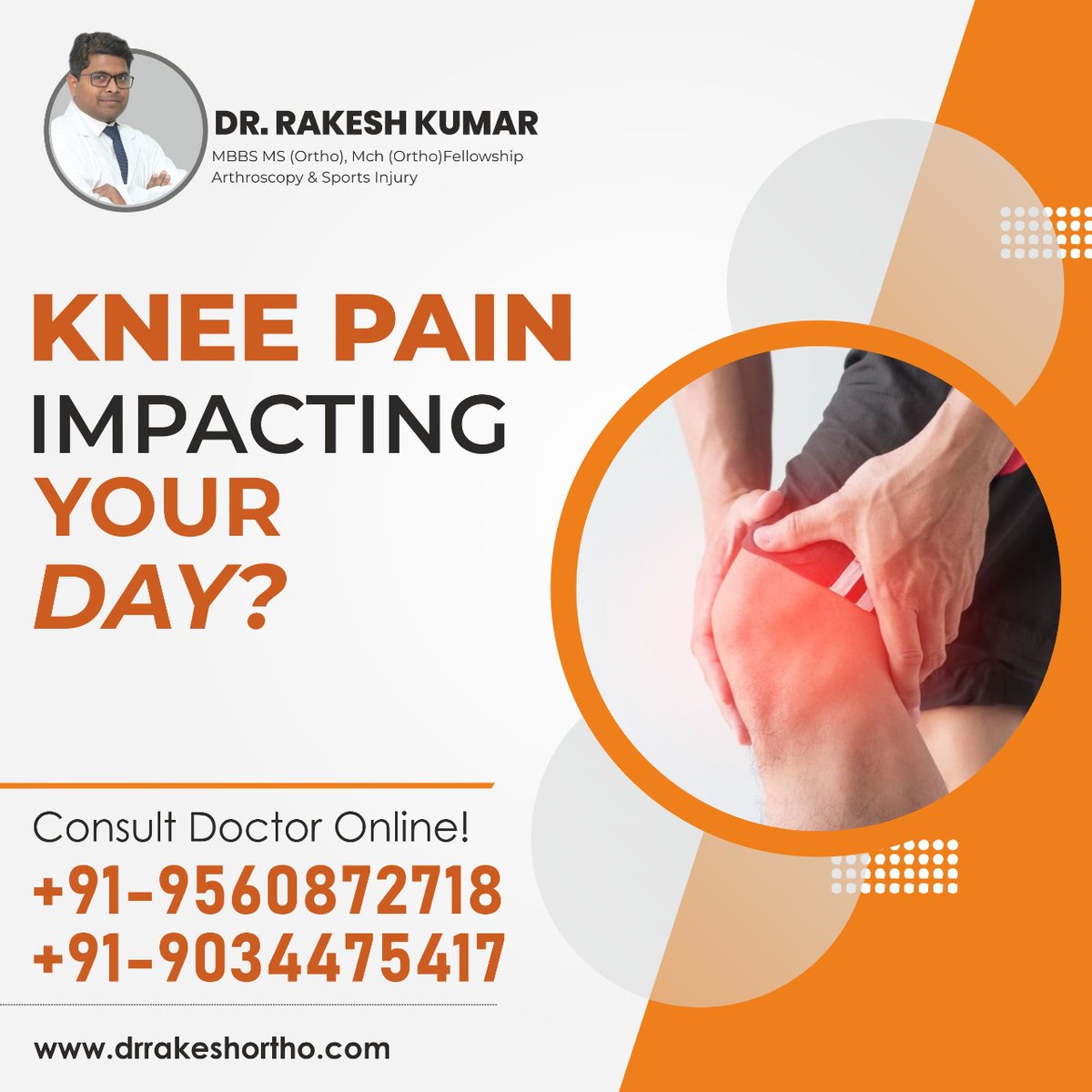 shoulder_knee's tweet image. KNEE PAIN IMPACTING YOUR DAY ?
Consult Doctor Online !
+91-9560872718
+91-9034475417
DR.RAKESH KUMAR
MBBS MS(ortho) || MCH(ortho) Fellowship
Arthroscopy &amp;amp; Sports Injury
Talk with our Orthopedician Online!
drrakeshortho.com
#DrRakeshKumar #Anterior  #Posterior #KneePain